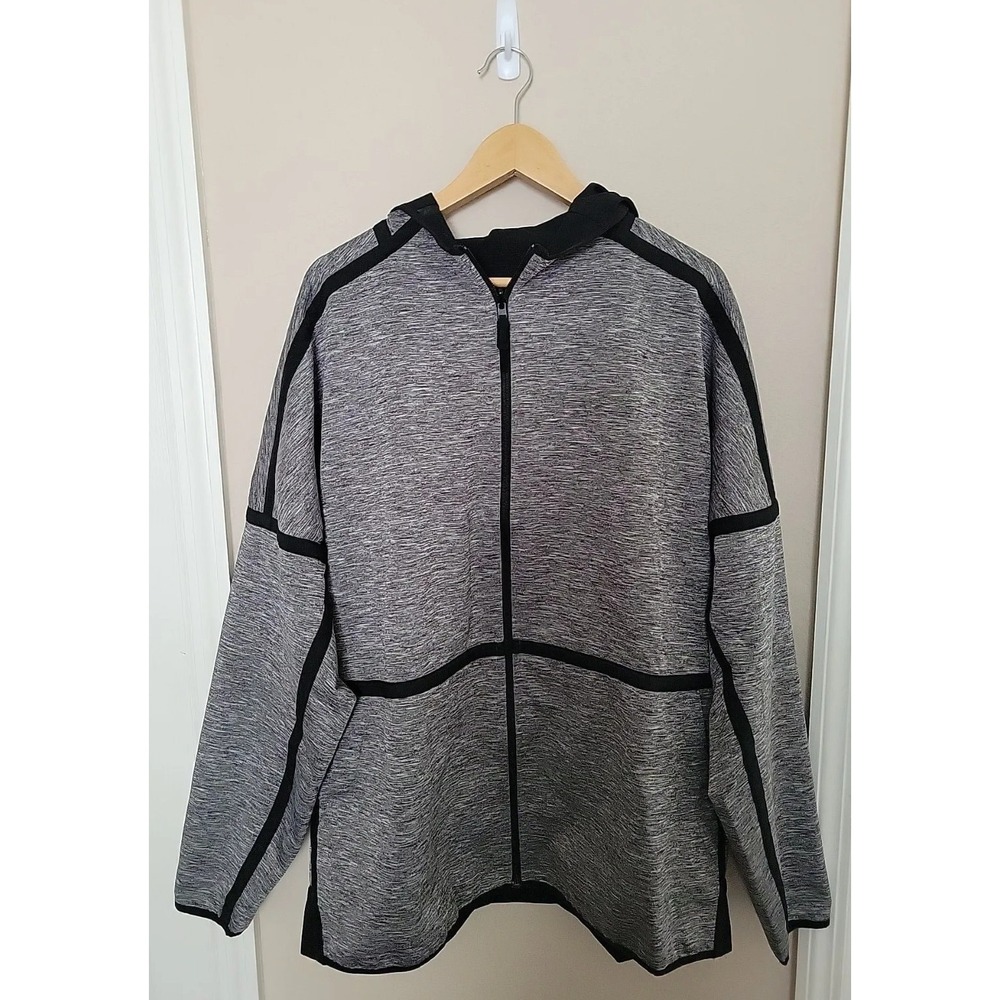 Adidas Mens Gray & Black Z.N.E. Reversible Zip-Up Hoodie Jacket Size 2XL